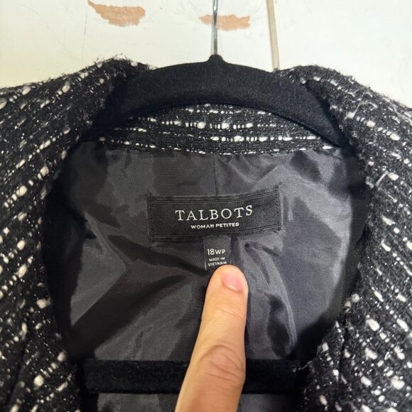 Talbots Black and White Tweed Woven Blazer Size 18WP Wool Office Careerwear - Picture 8 of 9